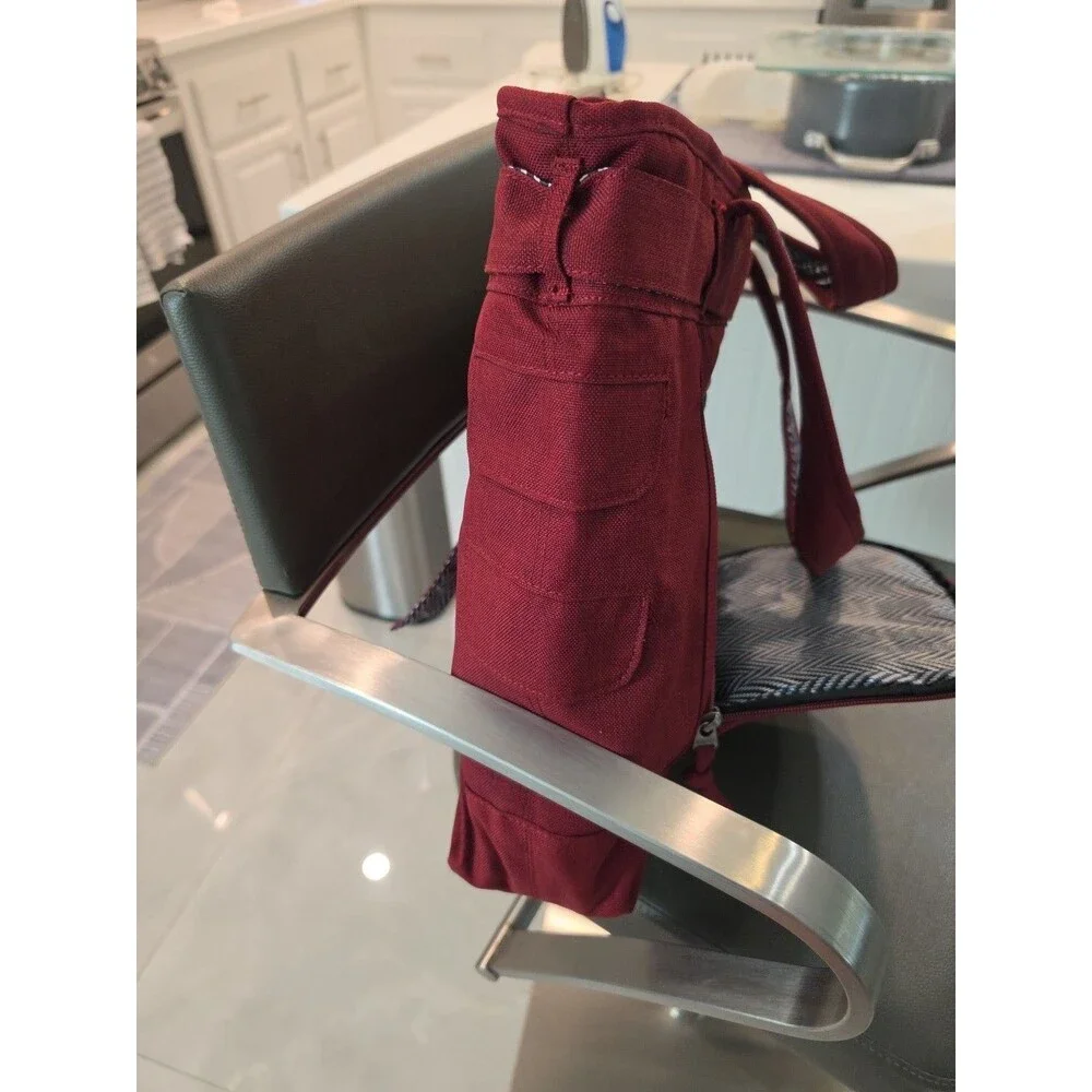 Burgundy OGIO Insulated Cloth Computer Tote bag Multi pockets Button Design